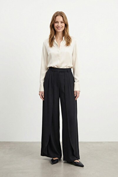 Soul Γυναικείο παντελόνι Palazzo με λεπτομέρειες σε στυλ πλισέ -32506