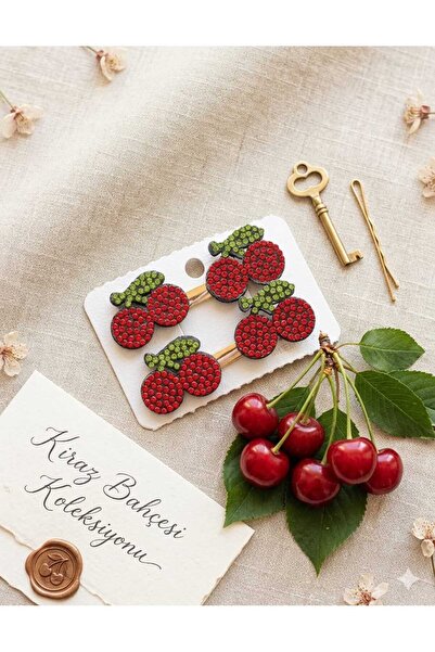 KAYAKİDS Girl'S-Women's Cherry Detailed 2-Piece Hair Clip