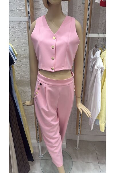 Tulipabutik Snap Fastener Vest Trousers Set