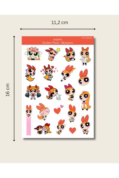 Papeit Powerpuff Girls Themed Set of 4 Adhesive Sticker Sheets