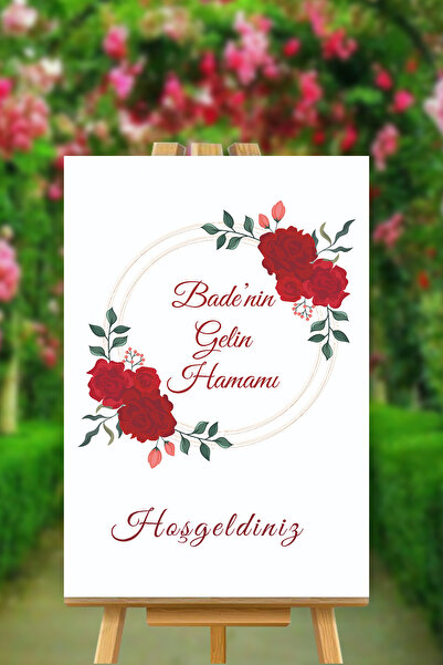 Yogi Tasarım İsme Özel Gelin Hamamı Karşılama Panosu 40x60cm MDF