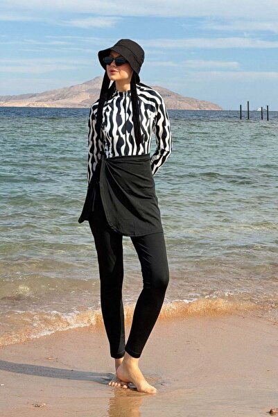 Hazamoda Σετ μαγιό 3 τεμαχίων Hijab Zebra