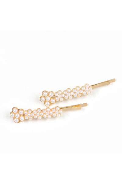 meli melo Set 2 agrafe de par cu floare si perle albe
