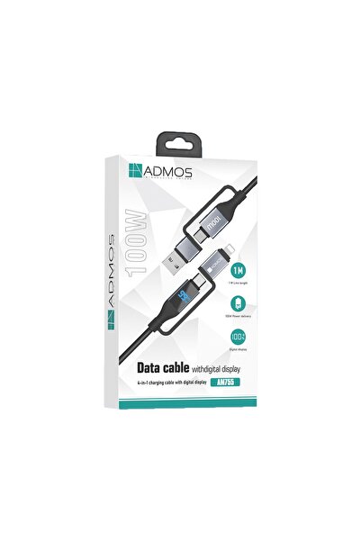 ADMOS AM755 100W 4-in-1 Fast Charging Data Cable with Smart Digital Display