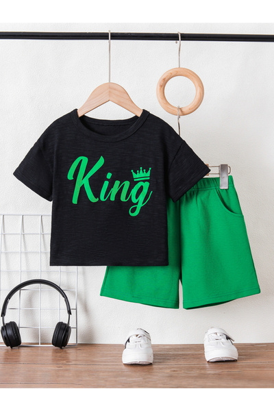 Take Two By Styli Boys Graphic Print T-Shirt and Shorts Set