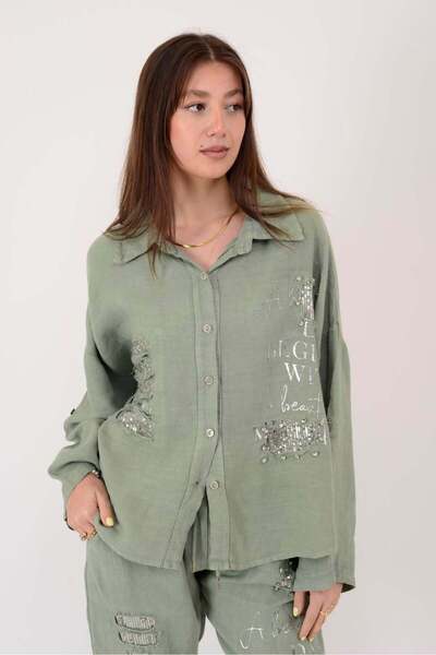 Park Moda 45400 ΛΙΝΟ ΠΟΥΚΑΜΙΣΟ ΜΕ ΛΕΠΤΟΜΕΡΕΙΕΣ ΑΠΟ ΠΟΥΛΟΒΡΑΧΙΟΝΙΑ ΚΑΙ ΚΕΝΤΗΜΕ...