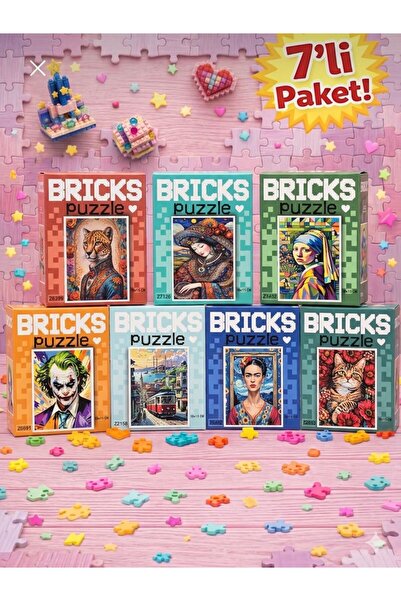 E Züccaciye Bricks Puzzle 7’li Set 100 Parça Mini Puzzle 10x15 cm Zeka Oyunu ...