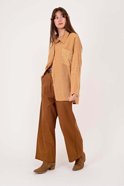 Park Moda 99918 ΛΙΝΟ ΠΟΥΚΑΜΙΣΟ ΜΕ ΚΕΝΤΗΜΕΝΕΣ ΛΕΠΤΟΜΕΡΕΙΕΣ ΚΑΙ ΠΟΥΛΙΕΤΕΣ