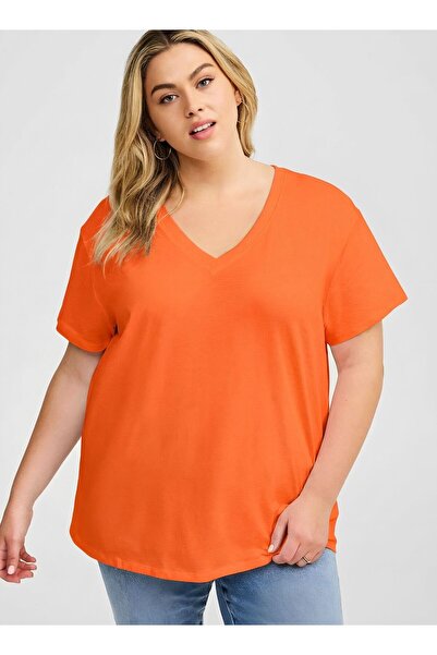 DM DOLCE MORE V-Neck Plus Size Oversized T-Shirt 3Cz2