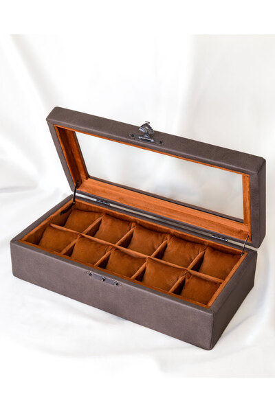 Shansora Design 10 Watch Box, Nubuck Fabric Covered, Custom Made, Handmade, Accessory Organizer