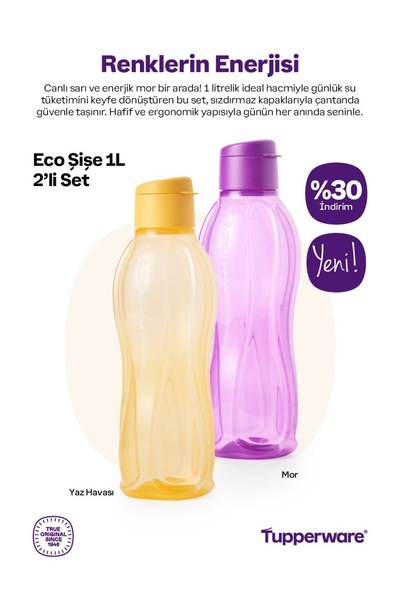 Tupperware Eco şişe 1L 2li set