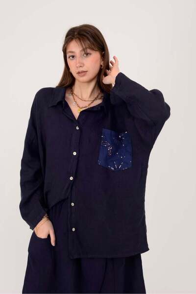 Park Moda 99918 ΛΙΝΟ ΠΟΥΚΑΜΙΣΟ ΜΕ ΚΕΝΤΗΜΕΝΕΣ ΛΕΠΤΟΜΕΡΕΙΕΣ ΚΑΙ ΠΟΥΛΙΕΤΕΣ