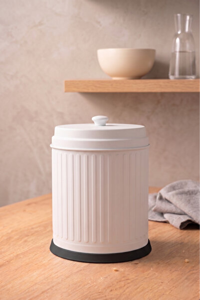 GörSeç Vintage Λευκό Διακοσμητικό Μεταλλικό Δοχείο Αποθήκευσης Απορρυπαντικού...