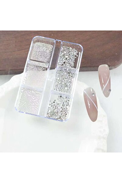 Wien Nail Master 6lı Tırnak Metal Havyar ve Parlak Süs Taşları 3 Boy Nail Art...