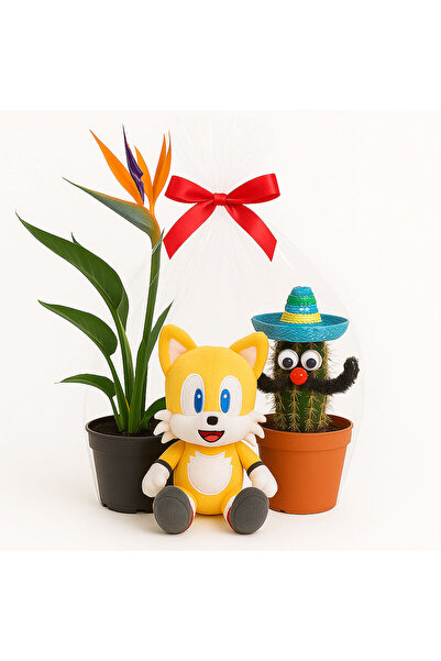 Serafina Χαρούμενο Πακέτο με Φυτά και Λούτρινο Ζωάκι με Ουρά