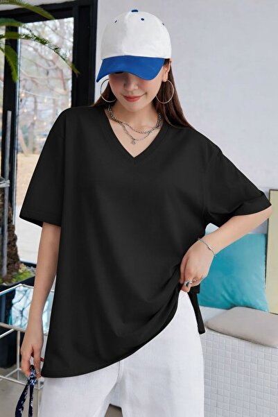 E-ROMA V-Neck Oversized T-Shirt 2Vq2