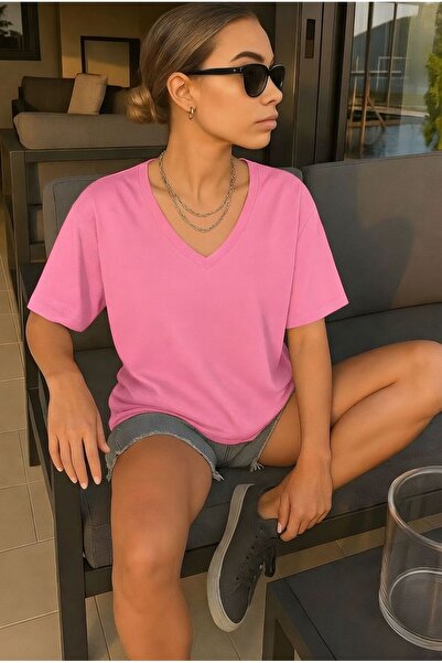 BENROMA تي شيرت كبير الحجم برقبة على شكل حرف V 2VQ3