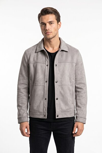 DYNAMO Ανδρικό μαύρο σπορ παλτό σουέτ κανονικής εφαρμογής, εποχιακό, BGL-ST05437