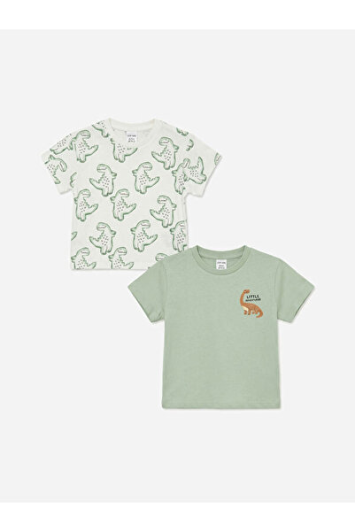 LC Waikiki Esvab • Modern & Distinctive Dinosaur Printed Baby Boy T-Shirt 2-Pack