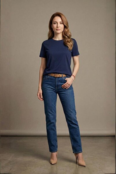 Betimoda Women's Boat Neck Short Sleeve Stretchy Viscose Bodysuit Navy Blue