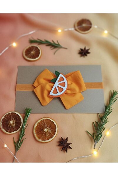 Panowill Design Kız Bebek Fiyonk ve Portakal Keçe Süslemeli Özel Gün Saç Bant...