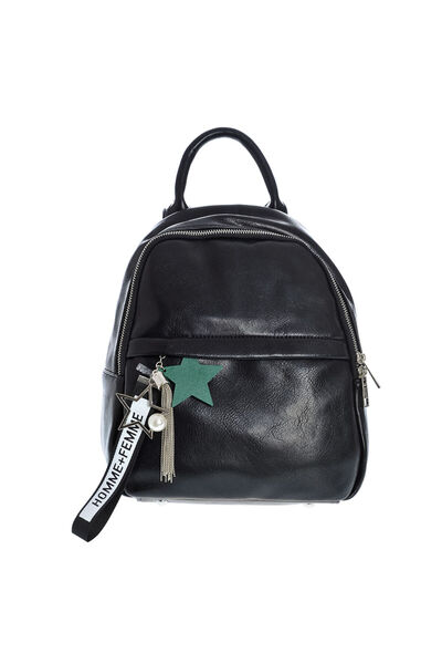 meli melo Black backpack with cheerful accessories