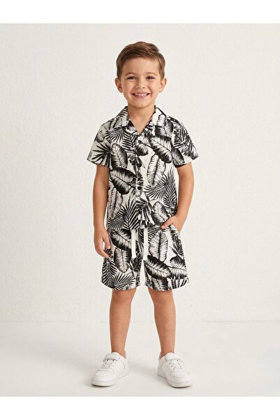 Miniminnakkidswear Boys' Shirt and Shorts Two-Piece Set 2-12 Years Old