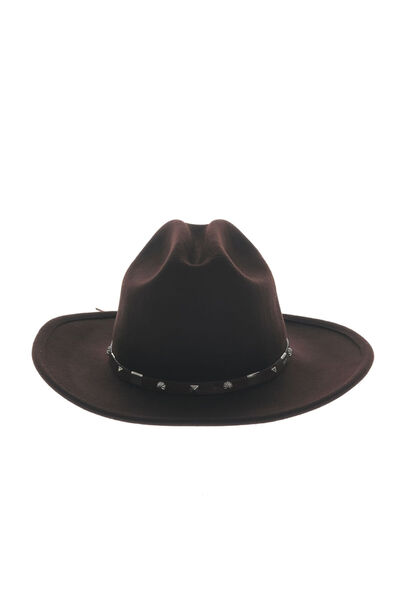 meli melo Palarie de cowboy eleganta cu detalii metalice si bor lat