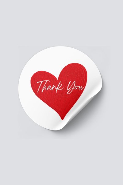 Nur Print Adhesive Sticker, Round Label Diameter 3 Cm, Glossy Finish with'Thank You' Written, 117 Pieces