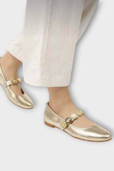 Liger Γυναικείες μπαλαρίνες με μονό λουράκι, λεπτομέρεια από πέρλες, ελαφριά ...