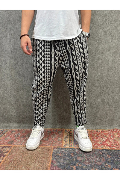 FıttingRoom Patterned Baggy Trousers with Elastic Waist
