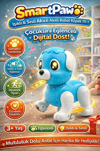 TRUST STORE SmartPaw Sesli Işıklı Akıllı Robot Köpek Çocuklara Eğlenceli Diji...
