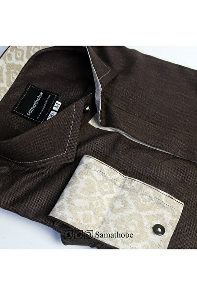 samathobe ثوب رجالي جاهز تصميم MG28 لون بني طول 60