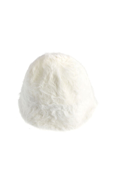 SALE Palarie alba cu puf