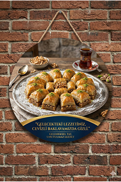 Mayeka Cevizli Baklava Temalı Tatlıcılar Pastaneler Restoranlar İçin Ahşap Du...