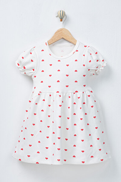TİNY GOLDEN Girl's Patterned Dress Short Sleeve 100% Cotton Casual Summer Dress