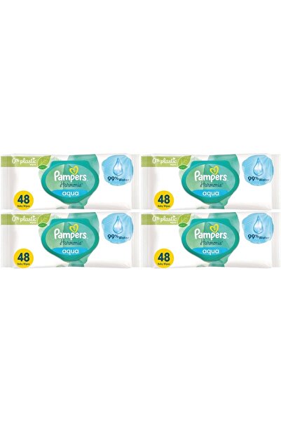 Prima Pampers Harmonie Wet Towel Wipes Aqua Pure 48 Sheets Set of 4 (192 Shee...