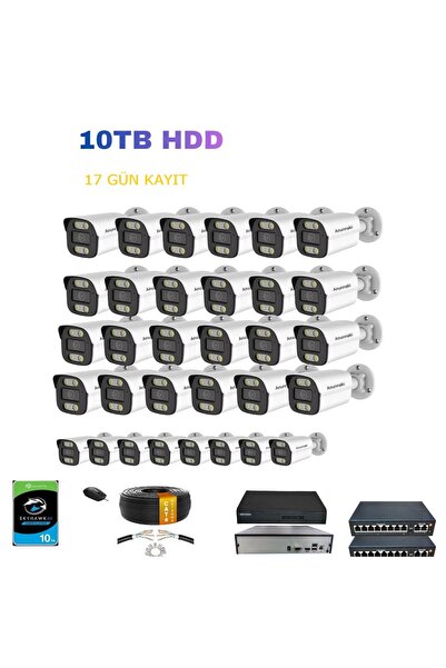 ALFAS 32’li 5MP IP Kamera Seti | PoE | Hikvision NVR | İç/Dış Mekan | 10TB HD...