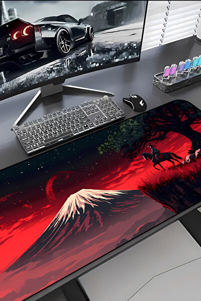 Charmbi Κόκκινο Σαμουράι Gaming Mouse Pad 30x70 XXL, Μεγάλο Χαλάκι Γραφείου, ...