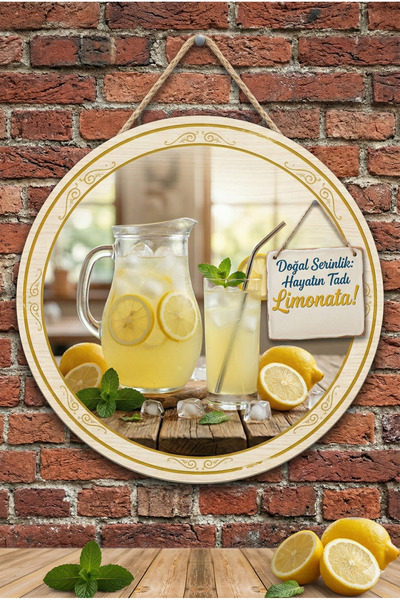 Mayeka Limonata Temalı Büfeler Cafeler Restoranlar İçin Ahşap Duvar Kapı Deko...
