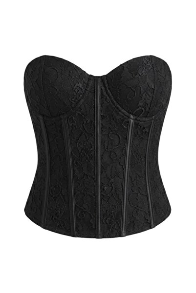 Ceren Öncel Atelier Siyah Dantelli Korse Büstiyer