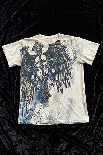 Köstebek Gothic Cyber Winged Cross Unisex T-Shirt