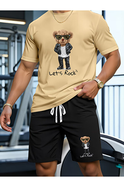 Nivorix Lats Rock Printed Soft Short Sleeve Top and Shorts Set