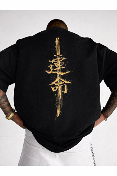 OVER HEAD Ανδρικό μπλουζάκι Samurai με τύπωμα oversized , με λαιμόκοψη, κοντο...