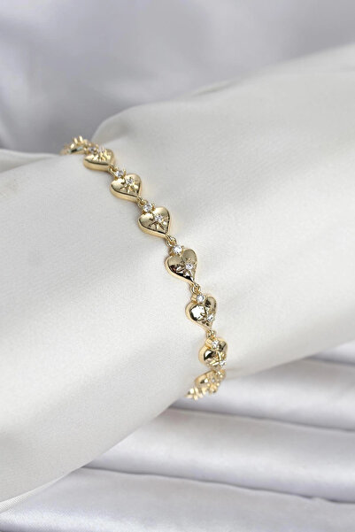 Clariss Brass Gold Color Hearted Polar Star Engraved Women's Bracelet