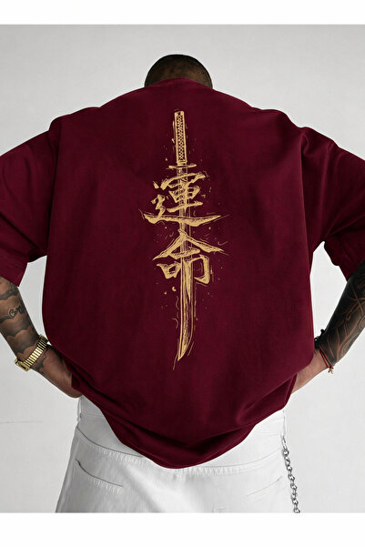 OVER HEAD Ανδρικό μπλουζάκι Samurai με τύπωμα oversized , με λαιμόκοψη, κοντο...