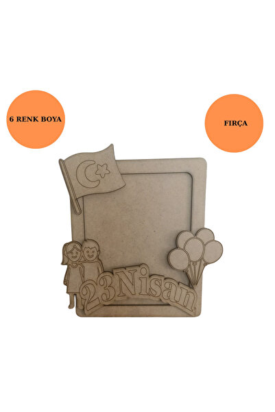 10 ADET 23 NİSAN AHŞAP BOYAMA SET HAM MDF VE 6 RENK BOYA SETİ