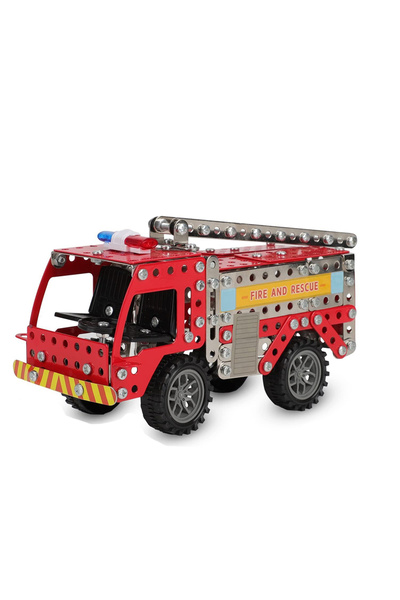 SergadiOnline.ro Set construcție Metalic 292 piese Camion Pompieri , unelte incluse – jucărie educativă STEM +8 ani