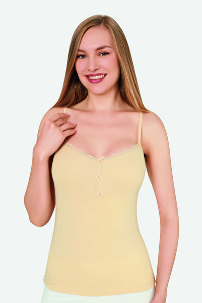 X MODAL Skin Color Women's Buttoned Undershirt with String Straps