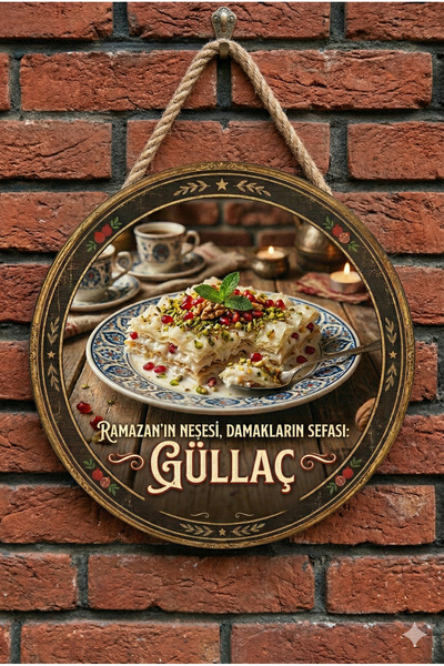 Mayeka Ornament decorativ din lemn pentru ușă de perete, tematică Güllaç, pen...